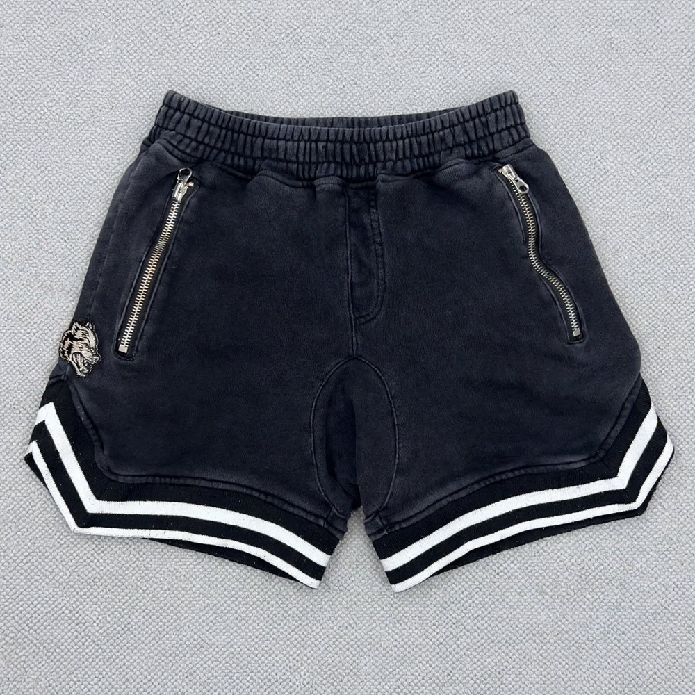 Darc Sport Ohana 2020 Fleece Shorts Mens S Black Wolf Patch Zip Pockets 446/600